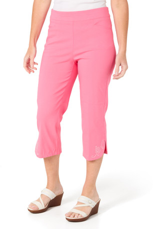 Thumbnail 1: Coral Bay Women's Solid Embellished Hem Capris 