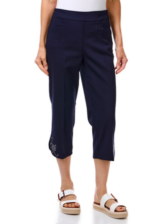 Thumbnail 1: Coral Bay Women's Pull On Embellished Hem Capris 