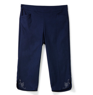 Thumbnail 1: Coral Bay Women's Pull On Embellished Hem Capris 