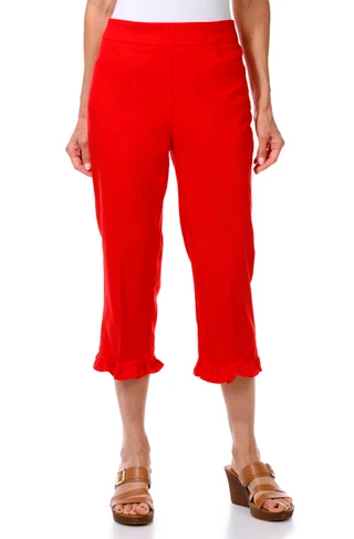 Thumbnail 1: Coral Bay Women's Pull On Ruffle Hem Capris 