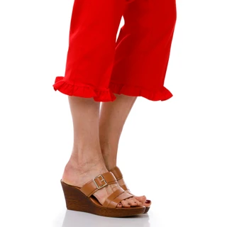 Thumbnail 2: Coral Bay Women's Pull On Ruffle Hem Capris 