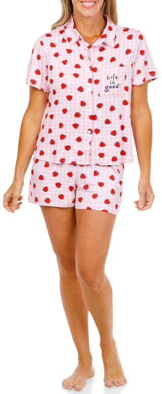 Thumbnail 3: Life is Good Women's 2 Pc Pajama Shorts Set 