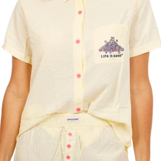 Thumbnail 3: Life is Good Women's 2 Pc Gauze Pajama Shorts Set 