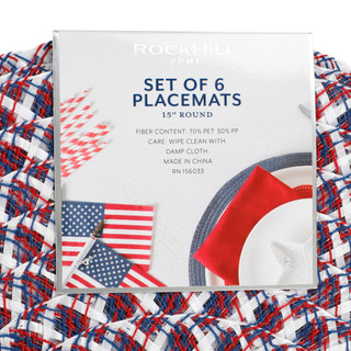 Thumbnail 2: Rockhill Home 6 Pk Patriotic Round Placemats 