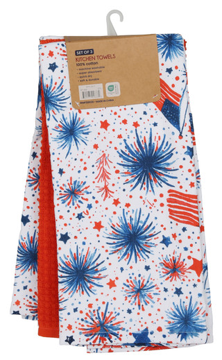 Thumbnail 2: Dream Home 3 Pk American Fireworks Kitchen Towels 