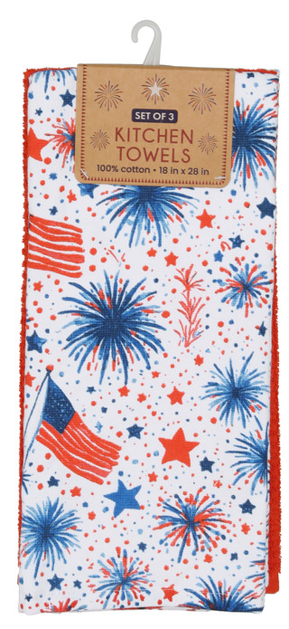 Thumbnail 1: Dream Home 3 Pk American Fireworks Kitchen Towels 