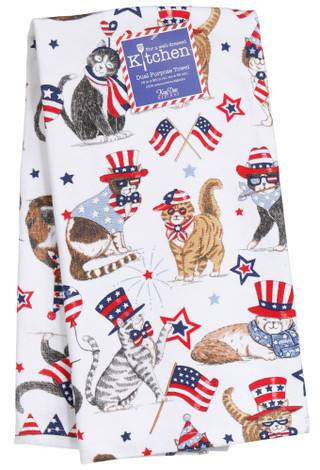Thumbnail 1: Kay Dee Designs 16x26 Patriotic Cats Dual Purpose Kitchen Towel 