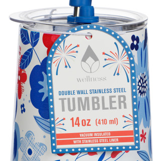 Thumbnail 3: Wellness 14 oz Stainless Steel Patriotic Petals Wine Tumbler  