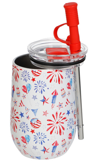 Thumbnail 3: Wellness 14 oz Stainless Steel Firework Fizz Wine Tumbler 