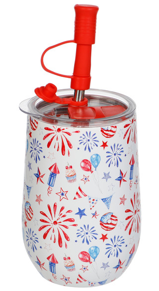 Thumbnail 1: Wellness 14 oz Stainless Steel Firework Fizz Wine Tumbler 