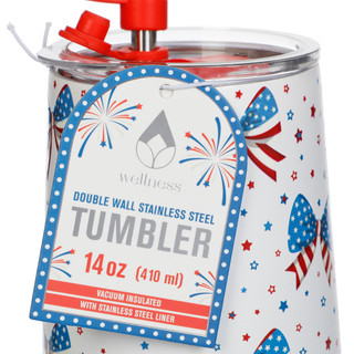 Thumbnail 3: Wellness 14 oz Stainless Steel Liberty Bows Wine Tumbler 