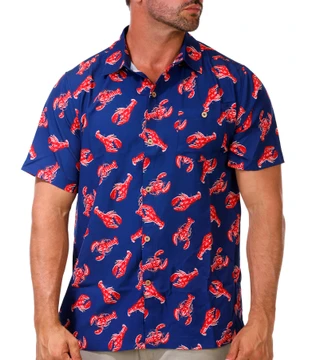 Thumbnail 1: Caribbean Joe Men's Short Sleeve Print Button Down Shirt 