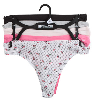 Thumbnail 1: Steve Madden Juniors 5 Pk Cotton Stretch Thong Panties 