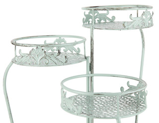 Thumbnail 4: Three Hands Co. 3 Tier Antique Metal Folding Plant Stand 
