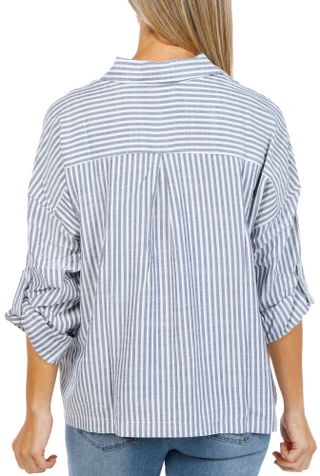 Thumbnail 2: MAX STUDIO Women's Stripe Print Popover Top  
