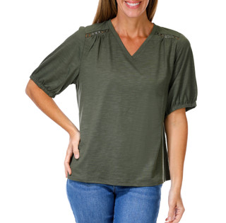 Thumbnail 1: Rafaella Women's Solid Crochet Top 