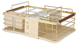 Thumbnail 2: GOURMET KITCHEN 2 Pc 2 Tier Rust Resistant Dishrack with Acacia Handles 
