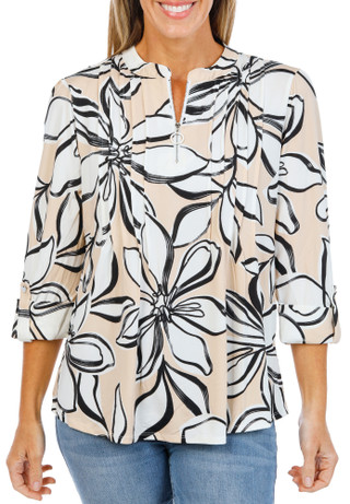 Thumbnail 1: Ava & Grace Women's Pleated Floral Print Top  