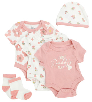 Thumbnail 1: Baby Essentials Baby Girl 5 Pc Creeper Set 