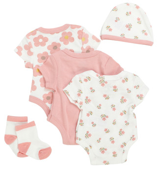 Thumbnail 2: Baby Essentials Baby Girl 5 Pc Creeper Set 