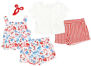 Thumbnail 2: Rare Editions Toddler Girls 4 Pc Americana Shorts Set 