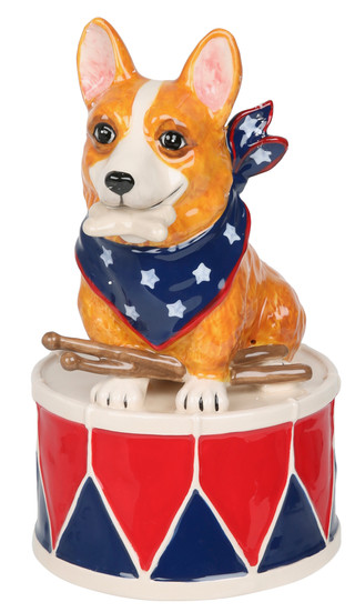 Thumbnail 1: BLUE SKY 8 in Patriotic Dog Figurine Home Accent 