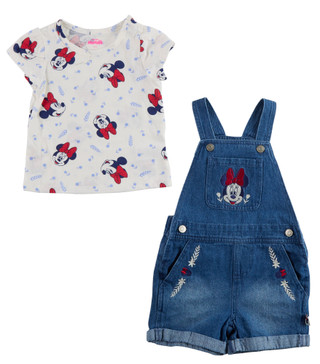 Thumbnail 3: Disney Toddler Girls 2 Pc Minnie Mouse Shortall Set 