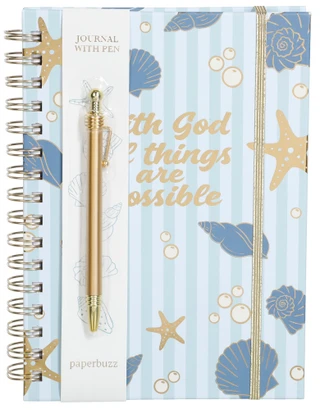 Thumbnail 1: Paperbuzz 6x8 With God All Things are Possible Journal with Pen Set 