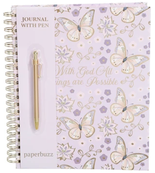 Thumbnail 1: Paperbuzz 9x11 With God All Things are Possible Spiral Journal with Pen 