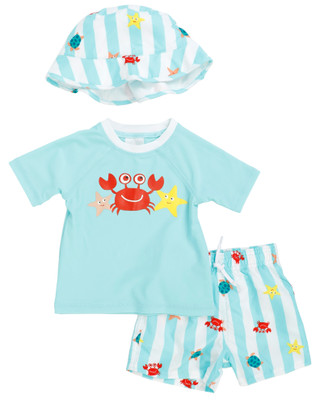 Thumbnail 1: Floatimini Baby Boys 3 Pc Crab Friends Swim Shorts Set 