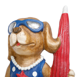 Thumbnail 4: Fancy That 20.5 in Patriotic Beach Dog Figurine Outdoor Decor 