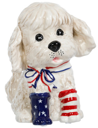 Thumbnail 1: BLUE SKY 8 in Americana Puppy Figurine Home Accent 