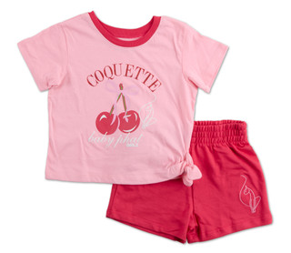 Thumbnail 1: Baby Phat Girlz Little Girls 2 Pc Coquette Side Tie Shorts Set 