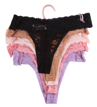 Thumbnail 2: Juicy Couture Juniors 5 Pk Lacey Rhinestone Logo Thong Panties 
