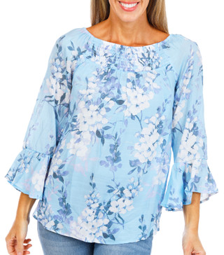 Thumbnail 1: Kate Park Women's Floral Print Peasant Top 