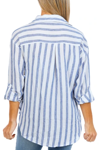 Thumbnail 2: Cavalini Women's Stripe Print Button Down Top  