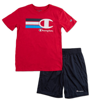 Thumbnail 1: Champion Boys Active 2 Pc Logo Tee & Mesh Shorts 