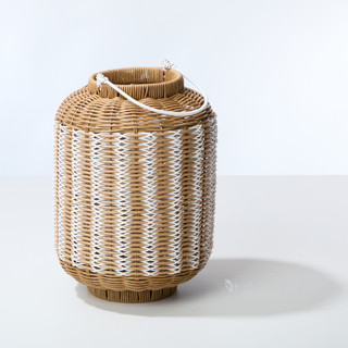 Thumbnail 2: 16 x 11 Two Tone Woven Basket Lantern Decor 