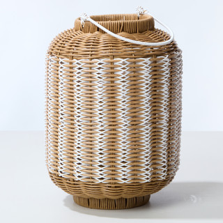 Thumbnail 1: 16 x 11 Two Tone Woven Basket Lantern Decor 