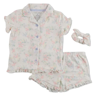 Thumbnail 1: Laura Ashley Toddler Girls 3 Pc Pajama Shorts Set with Scrunchie 