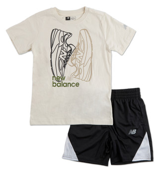 Thumbnail 1: New Balance Girls 2 Pc Logo Graphic Tee & Shorts Set 