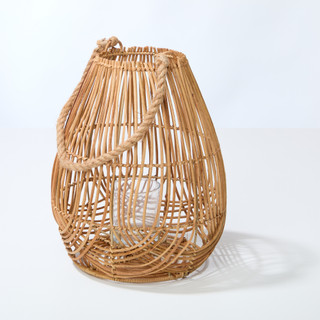 Thumbnail 2: 13x11 Rattan Lantern with Rope Handle Decor 