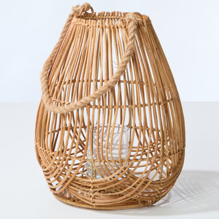 Thumbnail 1: 13x11 Rattan Lantern with Rope Handle Decor 
