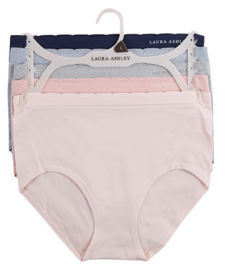 Thumbnail 1: Laura Ashley Women's Plus 5 Pk Scalloped Waist Brief Panties 