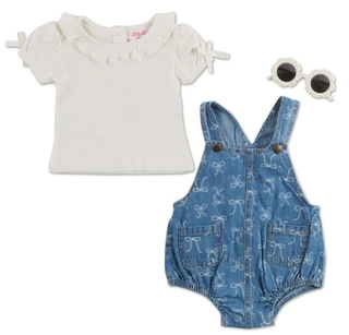 Thumbnail 3: Little Lass Baby Girls 3 Pc Romper Set 