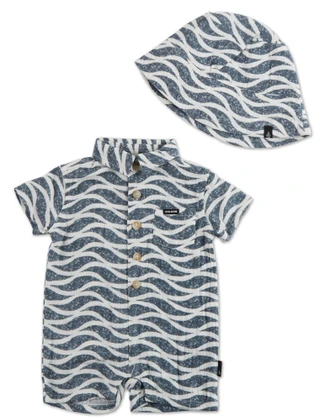 Thumbnail 1: VOLCOM Baby Boys 2 Pc Romper & Hat Set  