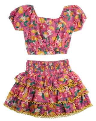 Thumbnail 2: JAPNA GIRLS Girls 2 Pc Smocked & Tiered Skort Set 