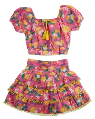 Thumbnail 1: JAPNA GIRLS Girls 2 Pc Smocked & Tiered Skort Set 