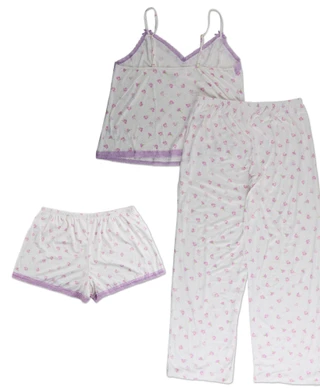 Thumbnail 2: Flora by Flora Nikrooz Women's 3 Pc Lace Trimmed Pajama Pants Set 