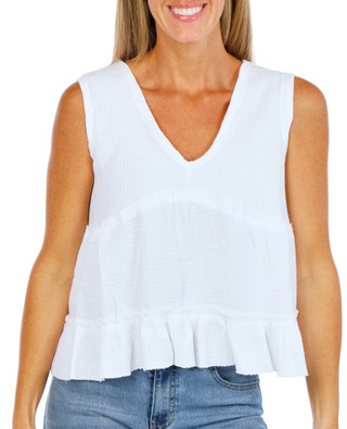 Thumbnail 1: DISCREET Women's Sleeveless Waffle Peplum Top  